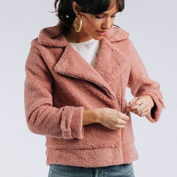 Anthropologie Jackets & Blazers - Anthropologie VaVa Joy Han Molly Dusty Pink Rider Moto Jacket Coat